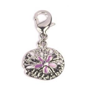 Lobster clasp Round violet flower 15mm